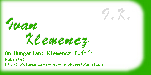 ivan klemencz business card